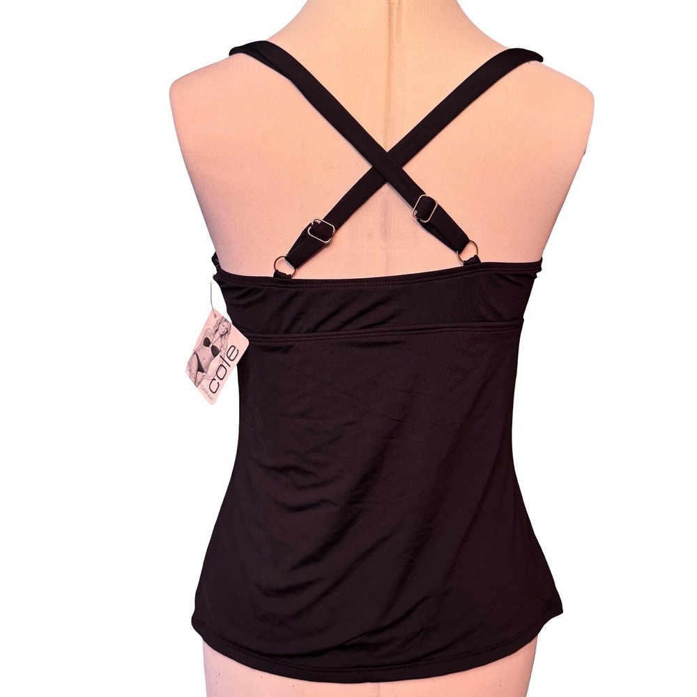 Cole of California Tankini Top Women Medium Black Swimsuit Convertible NEW - Picture 3 of 15